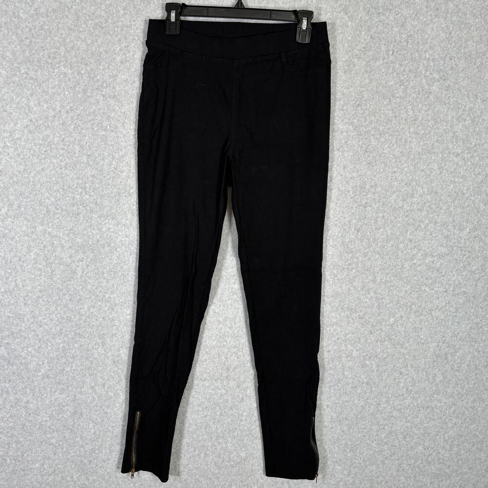Pants Womens Large Black Pull On Ankle Zippers Ponte Witchy Moto Career Office